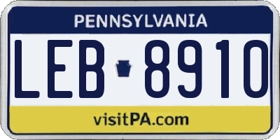 PA license plate LEB8910