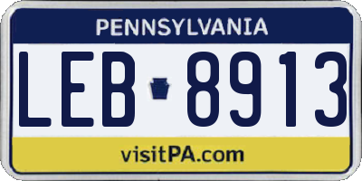 PA license plate LEB8913