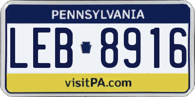 PA license plate LEB8916