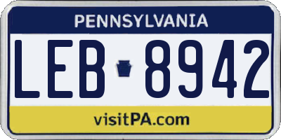 PA license plate LEB8942