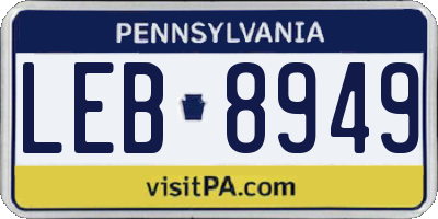 PA license plate LEB8949