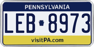 PA license plate LEB8973