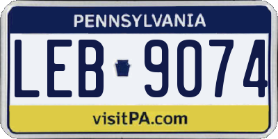 PA license plate LEB9074