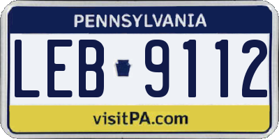 PA license plate LEB9112