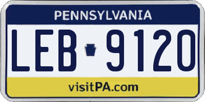 PA license plate LEB9120