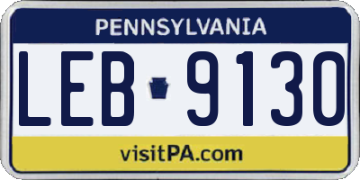 PA license plate LEB9130
