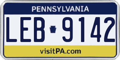 PA license plate LEB9142