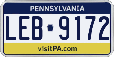 PA license plate LEB9172