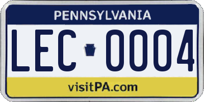 PA license plate LEC0004