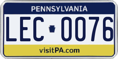 PA license plate LEC0076