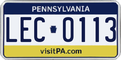 PA license plate LEC0113