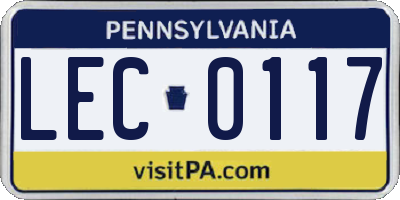 PA license plate LEC0117