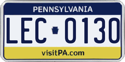 PA license plate LEC0130