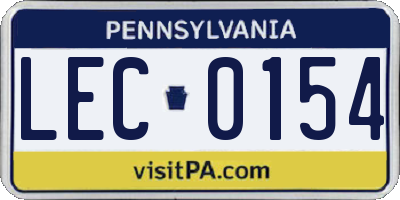 PA license plate LEC0154