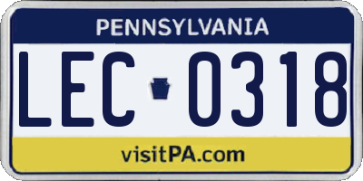 PA license plate LEC0318
