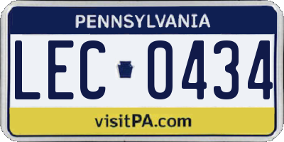 PA license plate LEC0434