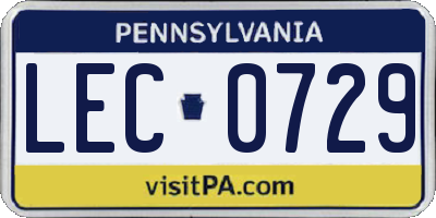 PA license plate LEC0729