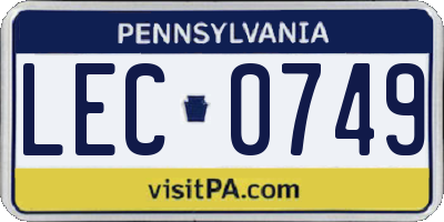 PA license plate LEC0749