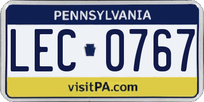 PA license plate LEC0767