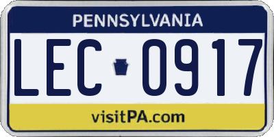 PA license plate LEC0917