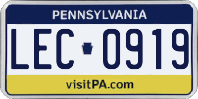 PA license plate LEC0919