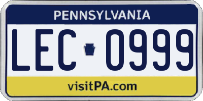 PA license plate LEC0999
