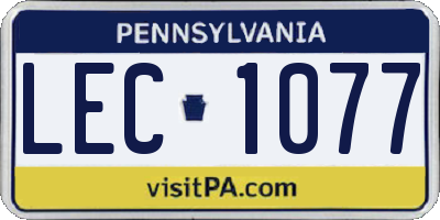 PA license plate LEC1077
