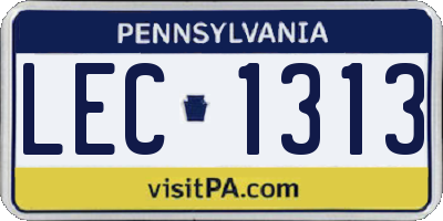 PA license plate LEC1313