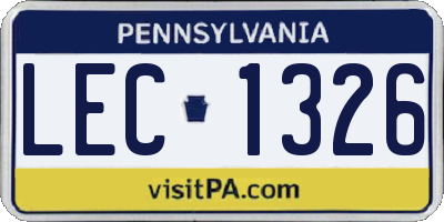 PA license plate LEC1326