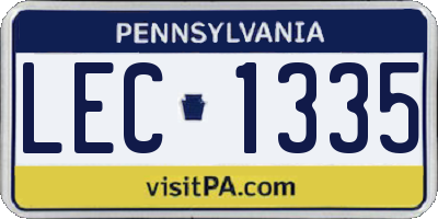 PA license plate LEC1335