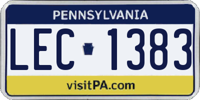 PA license plate LEC1383