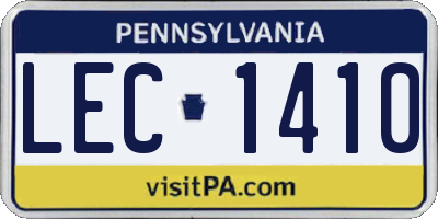PA license plate LEC1410