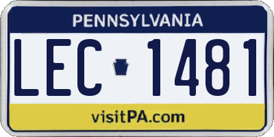 PA license plate LEC1481