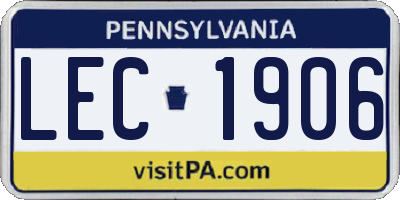 PA license plate LEC1906