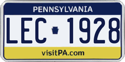 PA license plate LEC1928