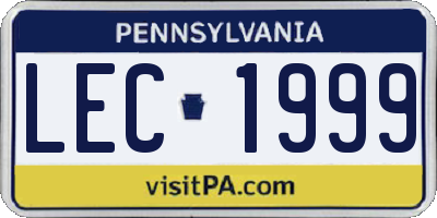 PA license plate LEC1999
