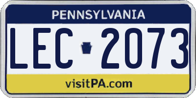 PA license plate LEC2073