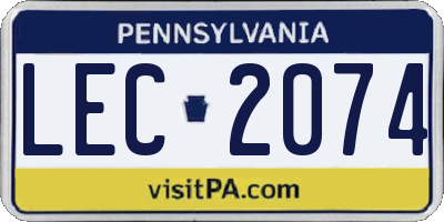 PA license plate LEC2074