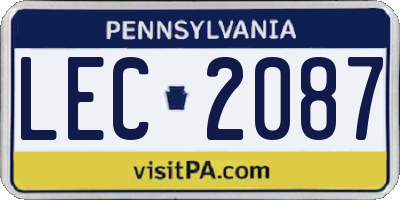 PA license plate LEC2087