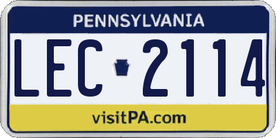 PA license plate LEC2114