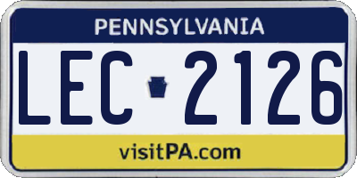 PA license plate LEC2126