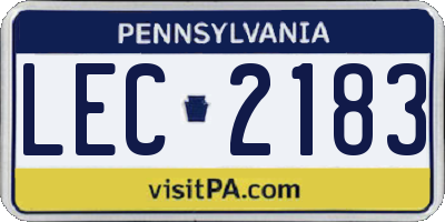 PA license plate LEC2183