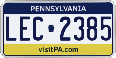 PA license plate LEC2385