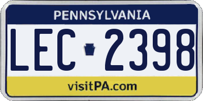 PA license plate LEC2398