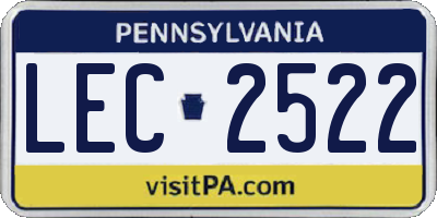 PA license plate LEC2522