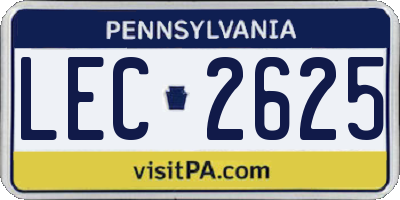 PA license plate LEC2625