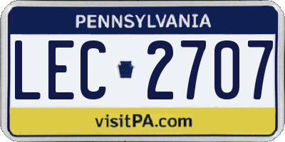 PA license plate LEC2707