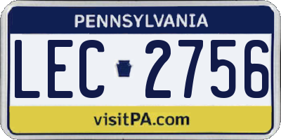 PA license plate LEC2756