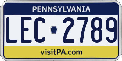 PA license plate LEC2789