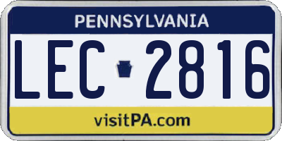 PA license plate LEC2816
